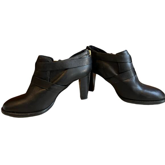 J Crew Leather Ankle Boots Booties Double Buckle Detail Black 9.5 - Picture 3 of 10